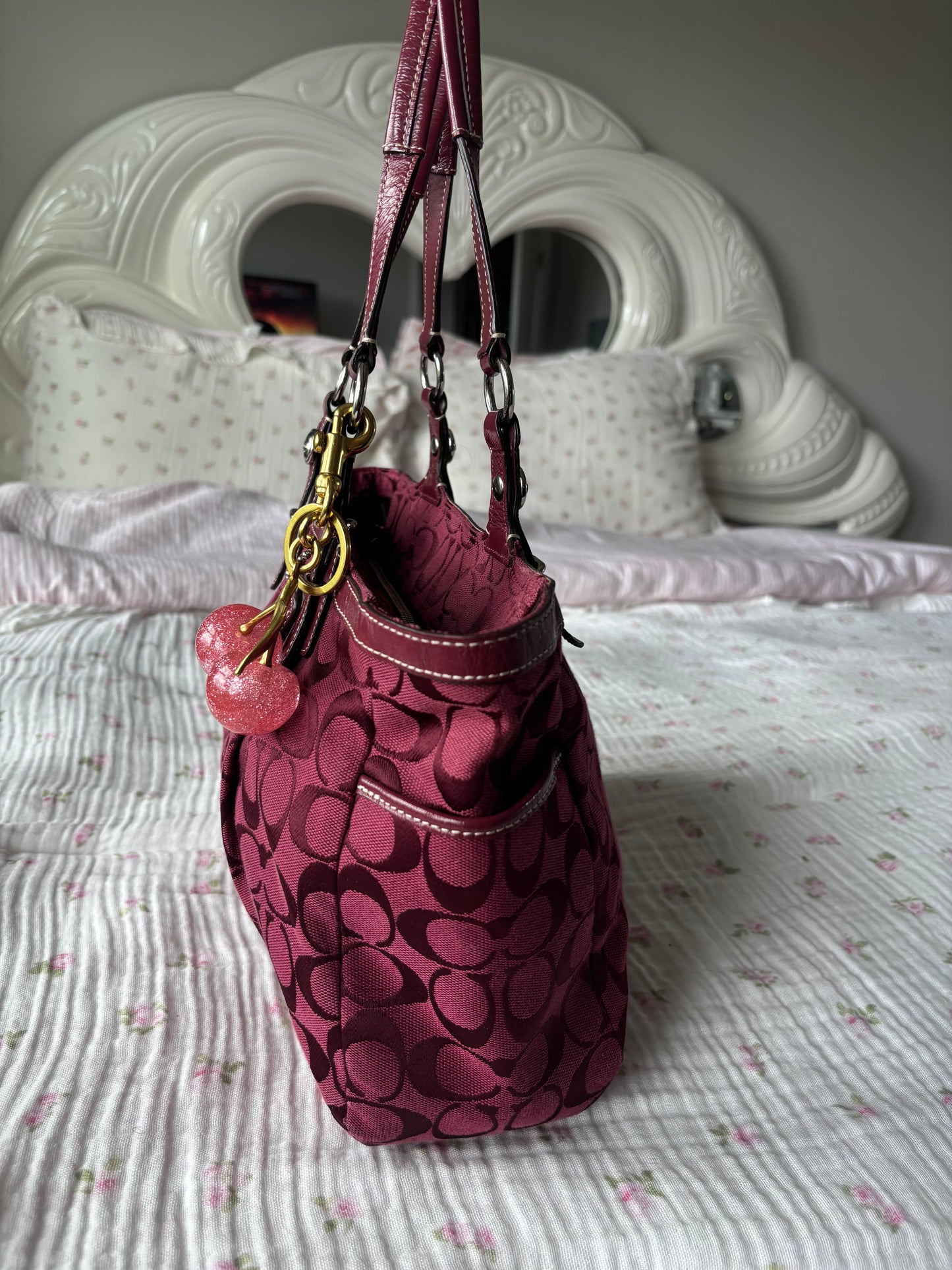 Rare burgandy mongram coach tote