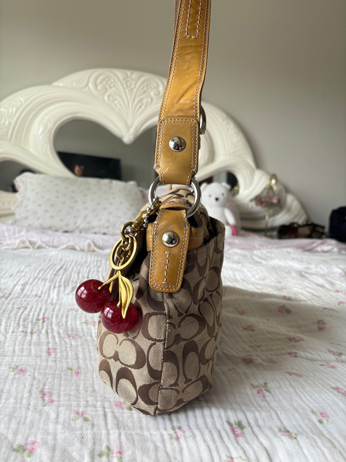 Vintage Coach Signature Shoulder Bag + Matching Wallet Set