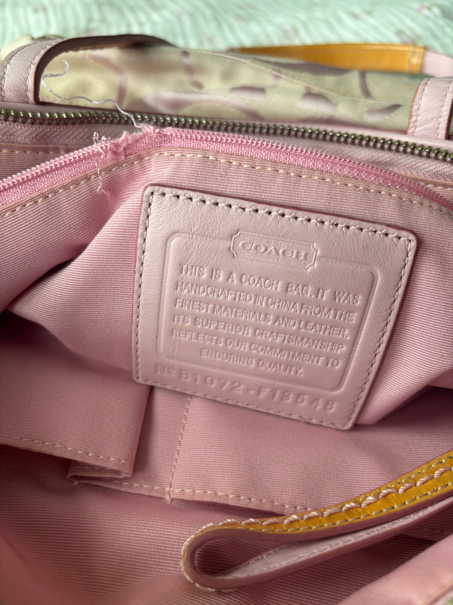 Baby pink coach tote