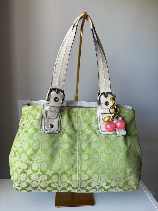 Rare green coach tote bag