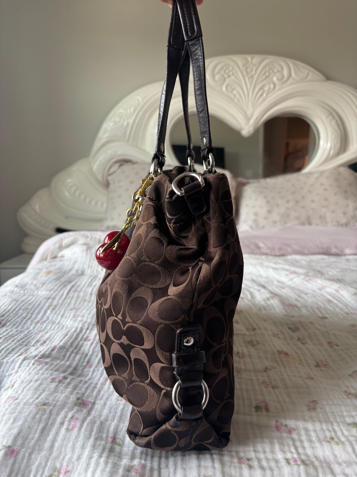 Vintage Brown coach tote bagcharms