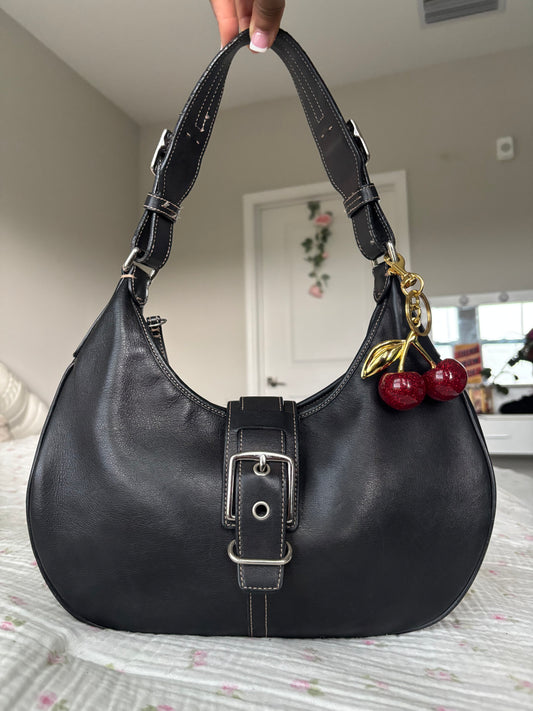 Black leather coach soho hobo bag