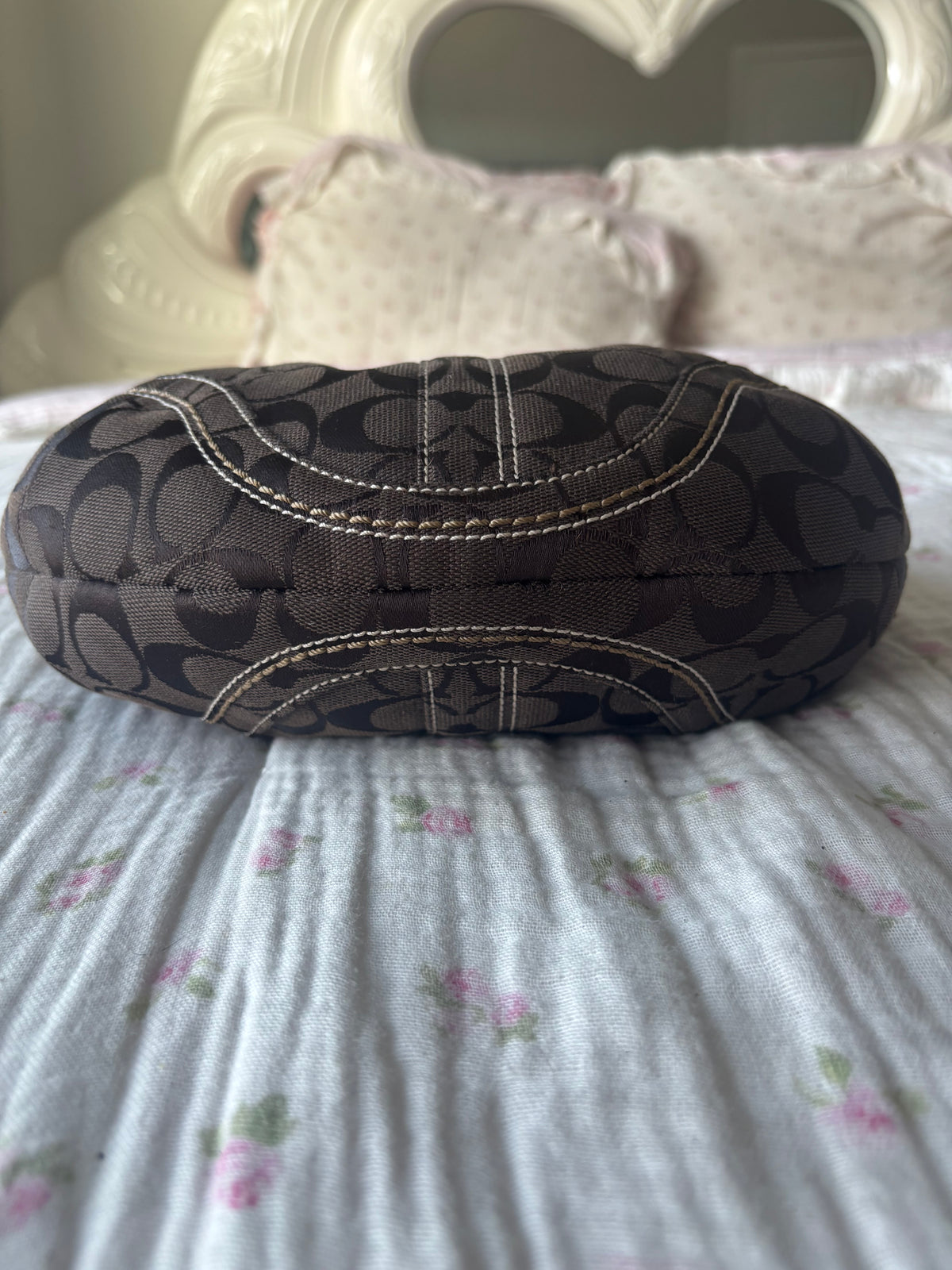 Brown mongram coach hobo bag