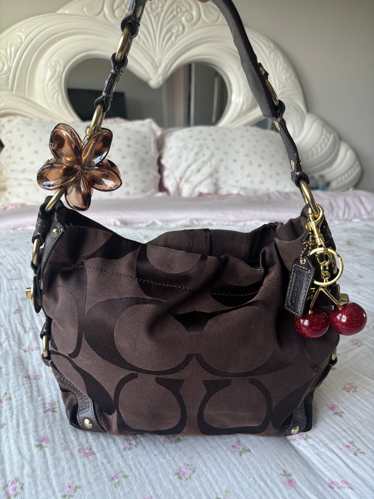 Chocolate brown coach Carly