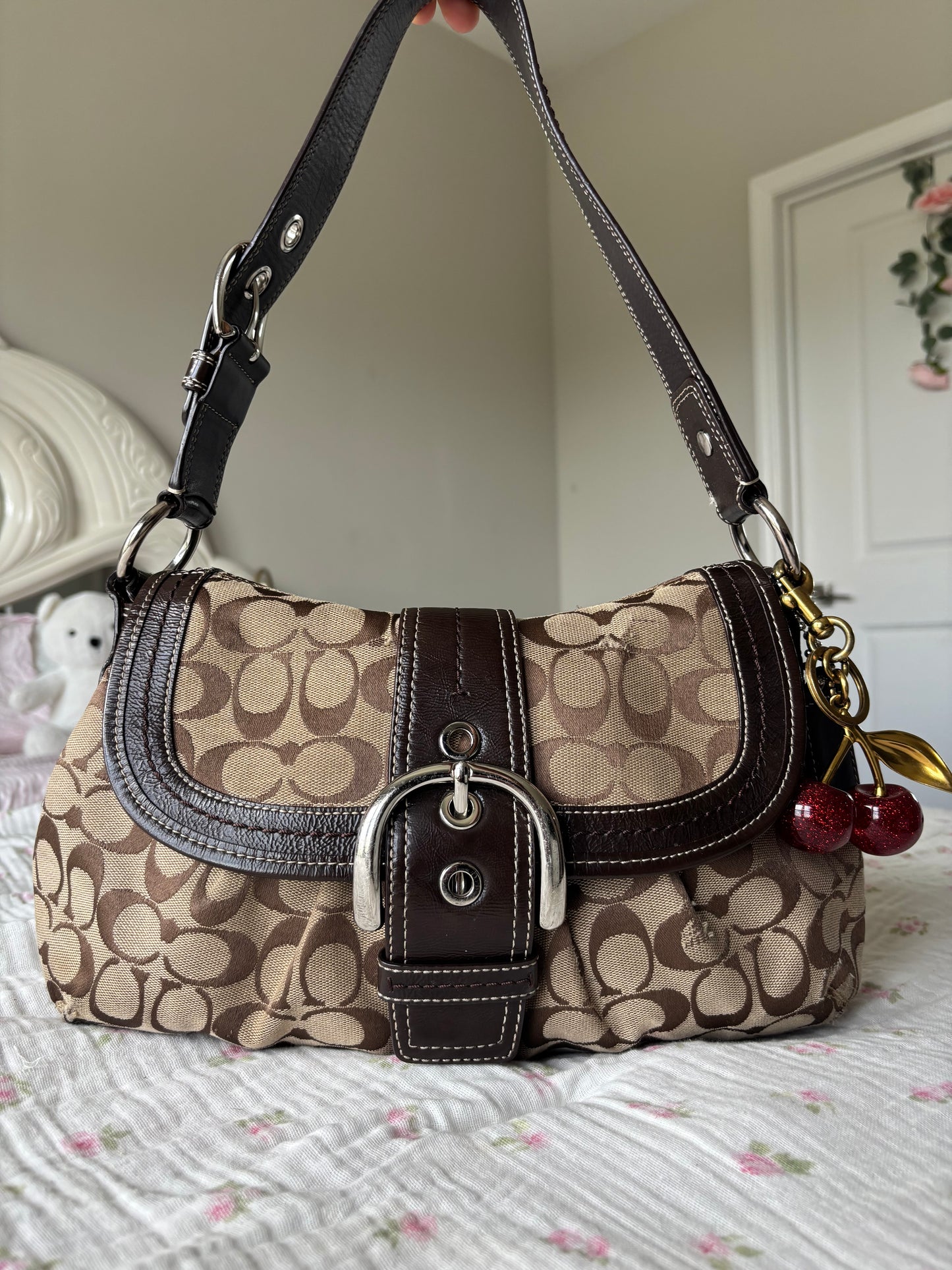 Vintage Coach Signature Buckle Shoulder Bag