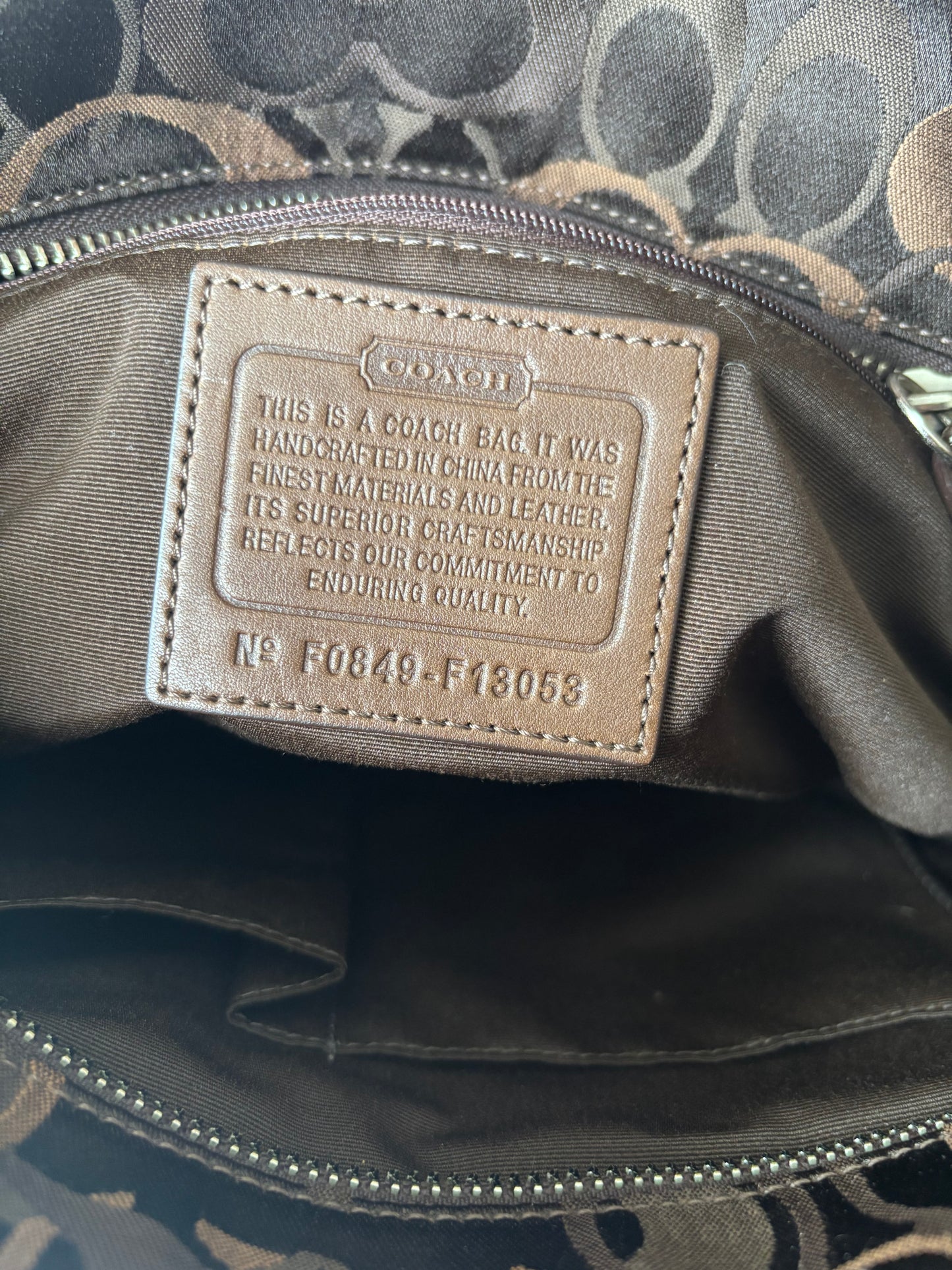 Brown optic coach vintage tote bag