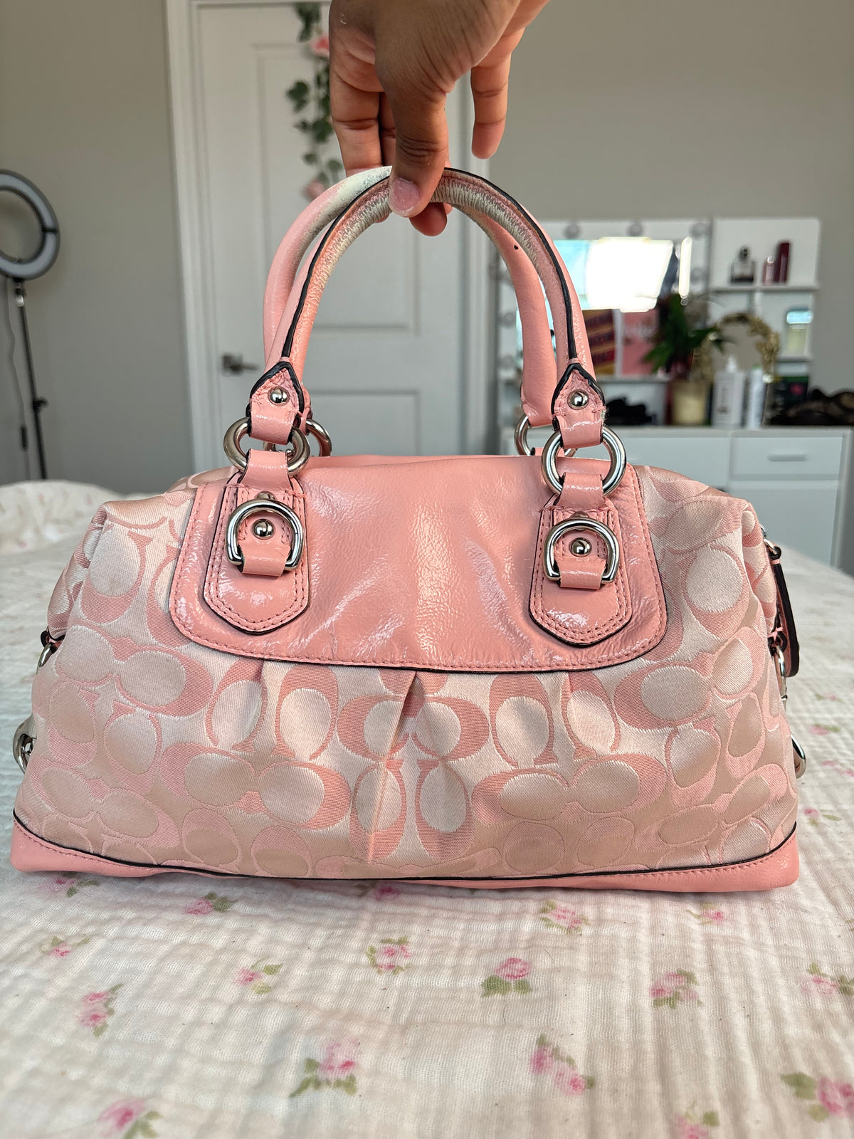 Vintage baby pink rare coach satchel