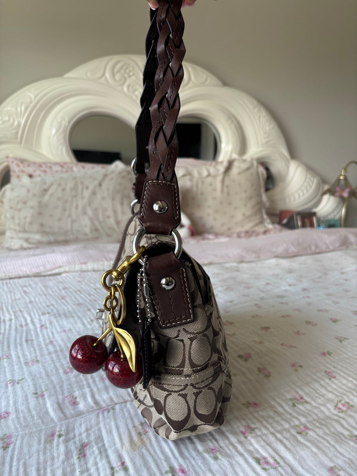 Brown mongram vintage coach flap bag