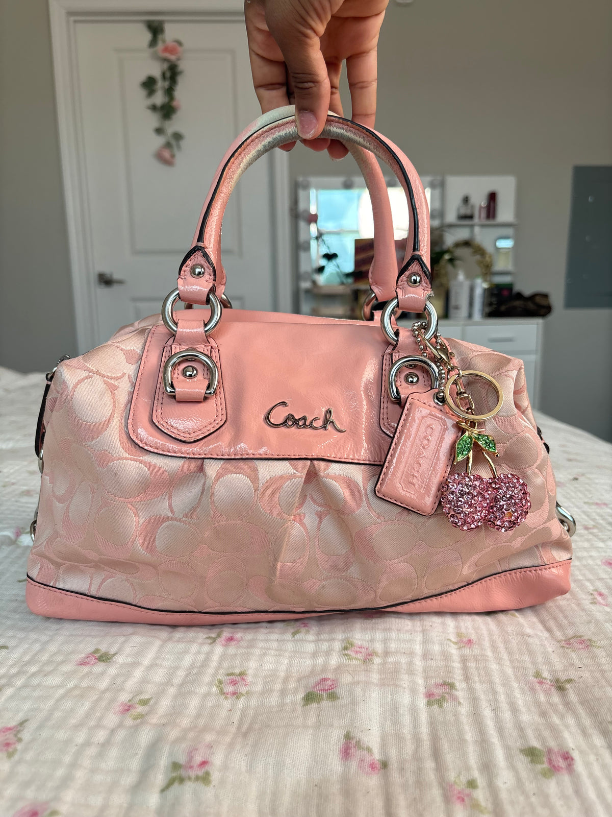 Vintage baby pink rare coach satchel