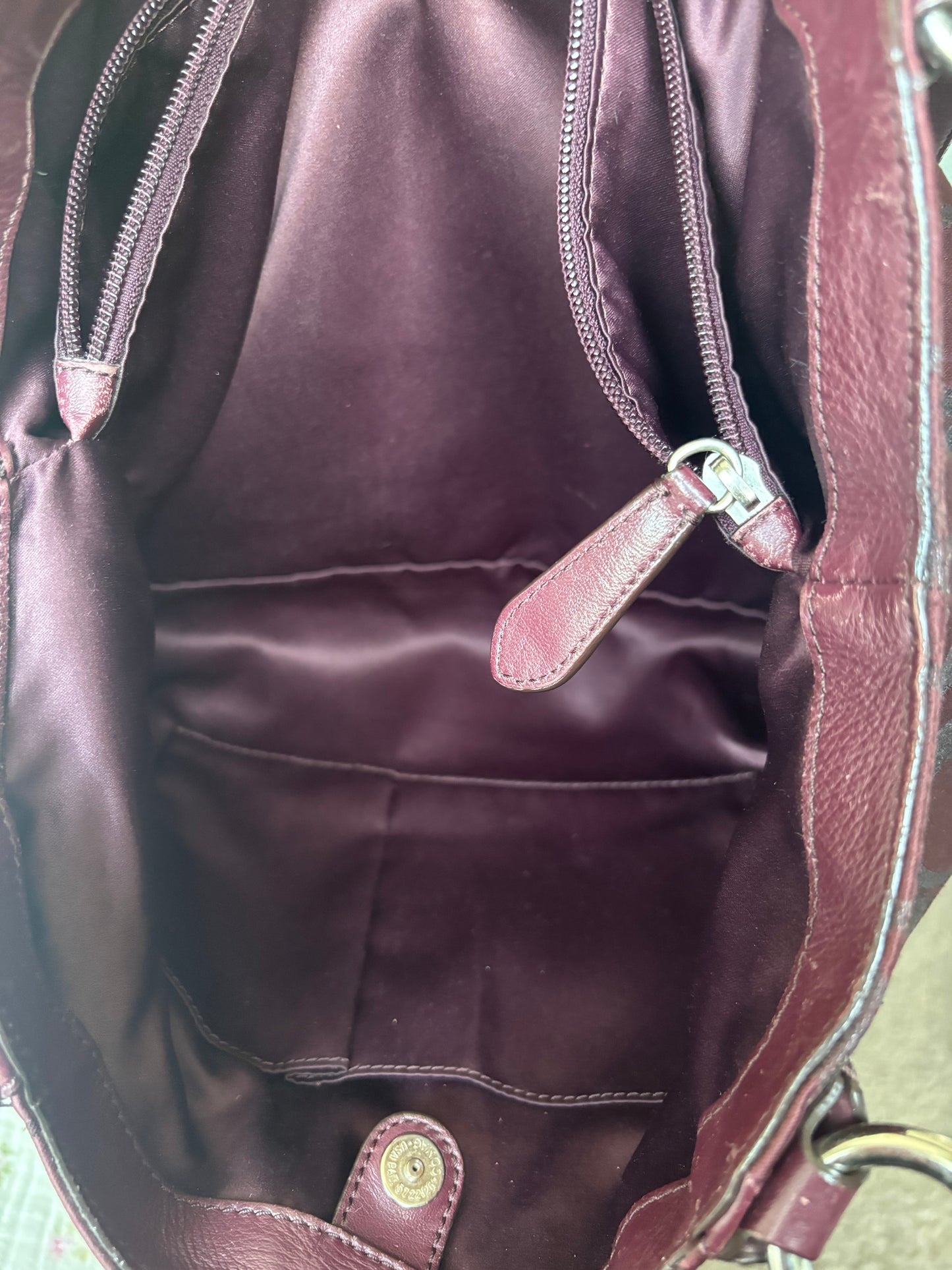 Rare burgandy coach tote bag and wallet set