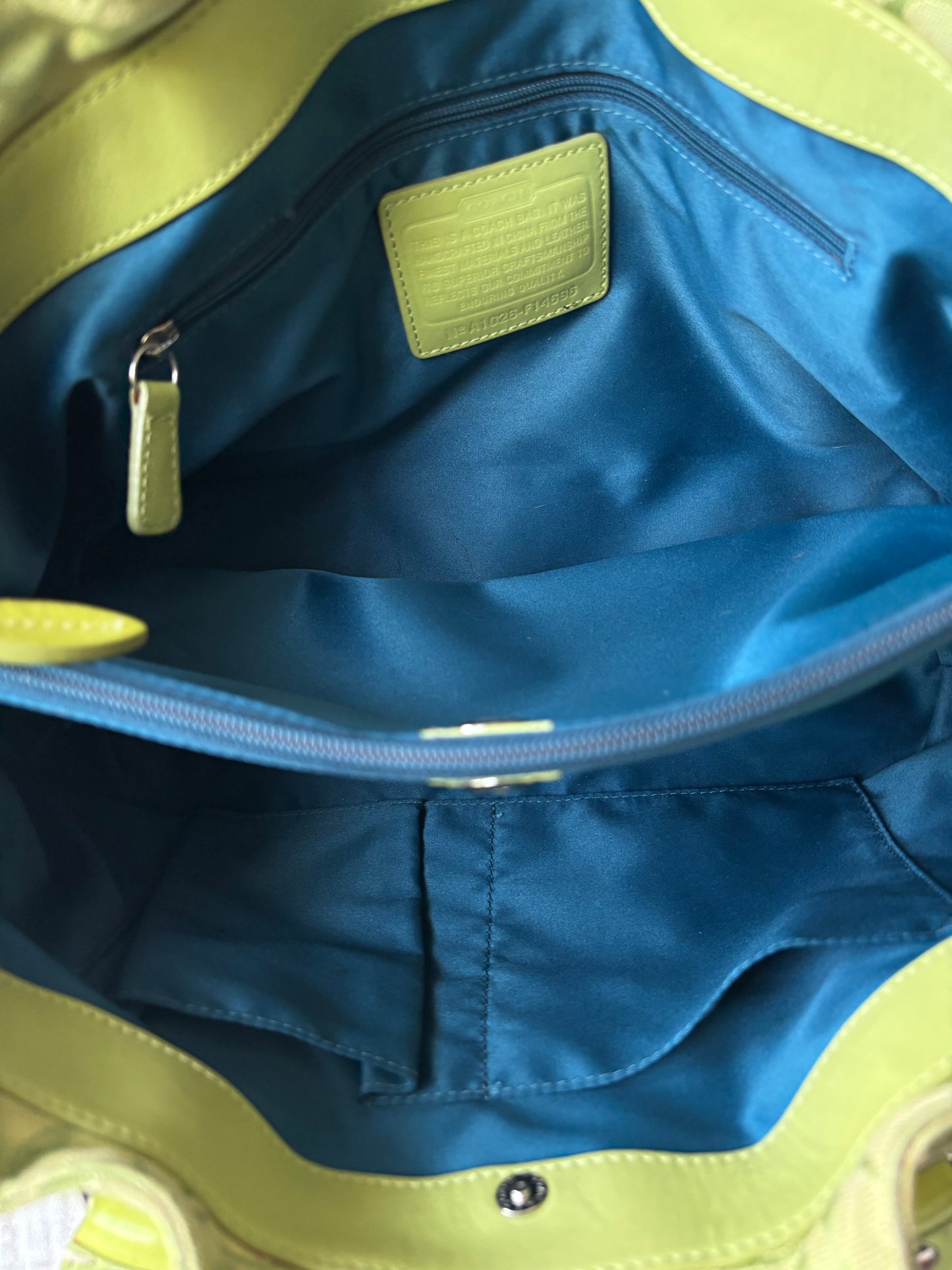 Rare lime green coach bag and wallet set