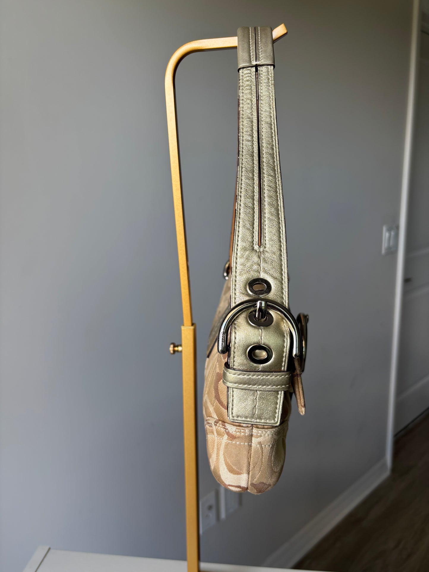 Tan optic coach soho shoulder bag