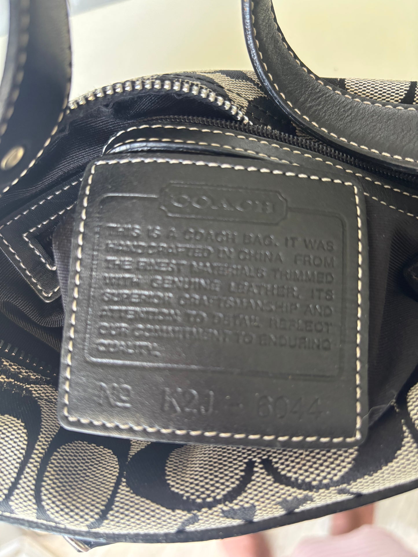 Grey mongram coach small shoulder bag