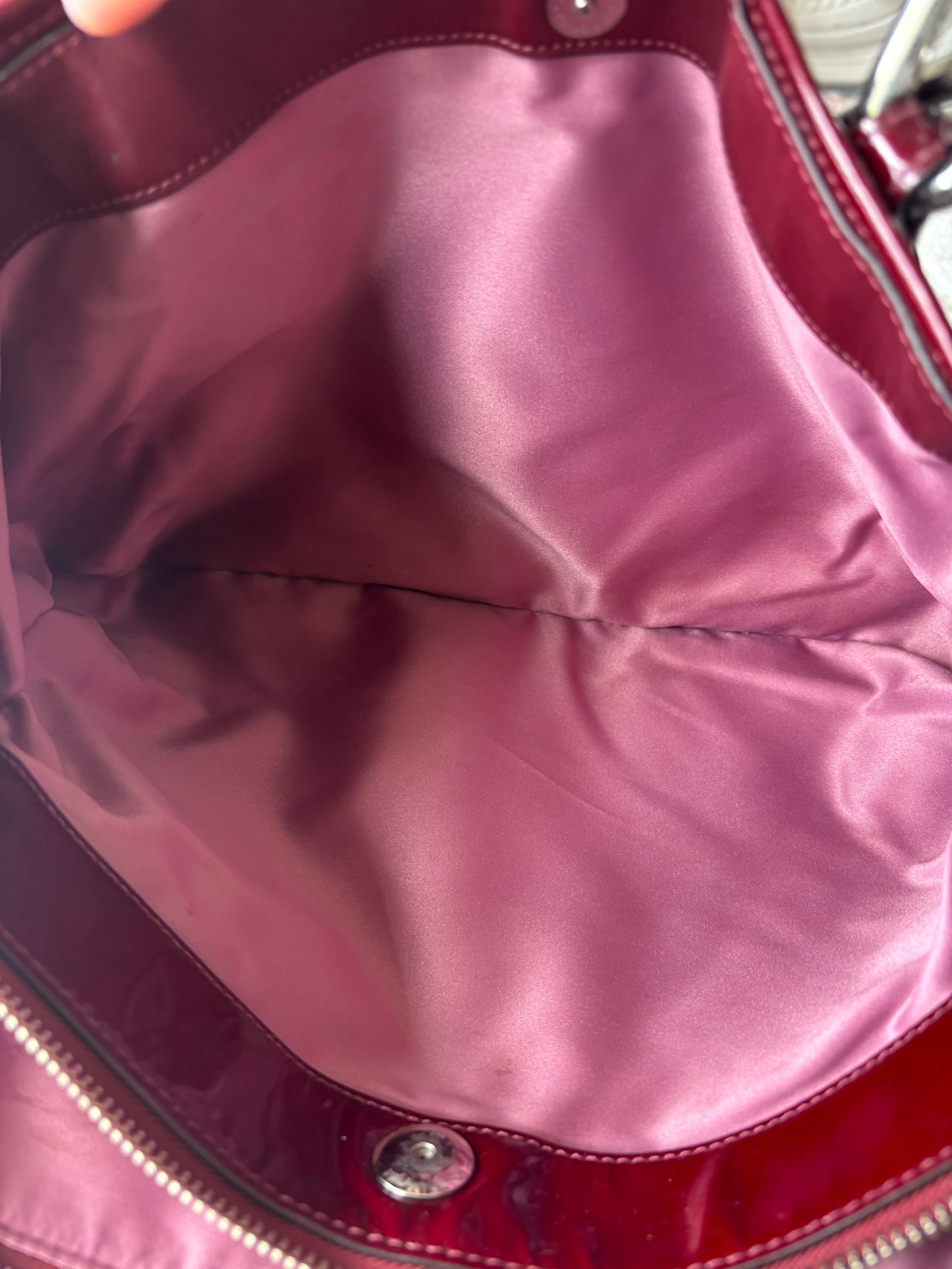 Rare cherry red coach patent leather satchel