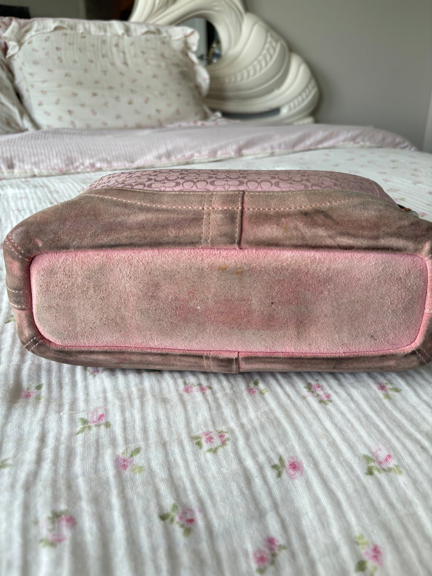 Pink mongram coach shoulder bag