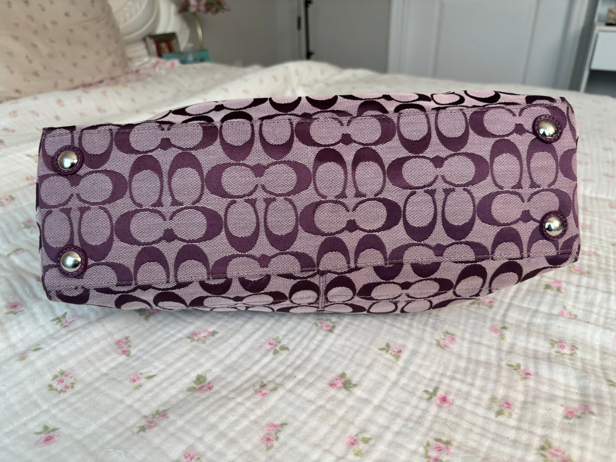 Purple mongram coach tote bag