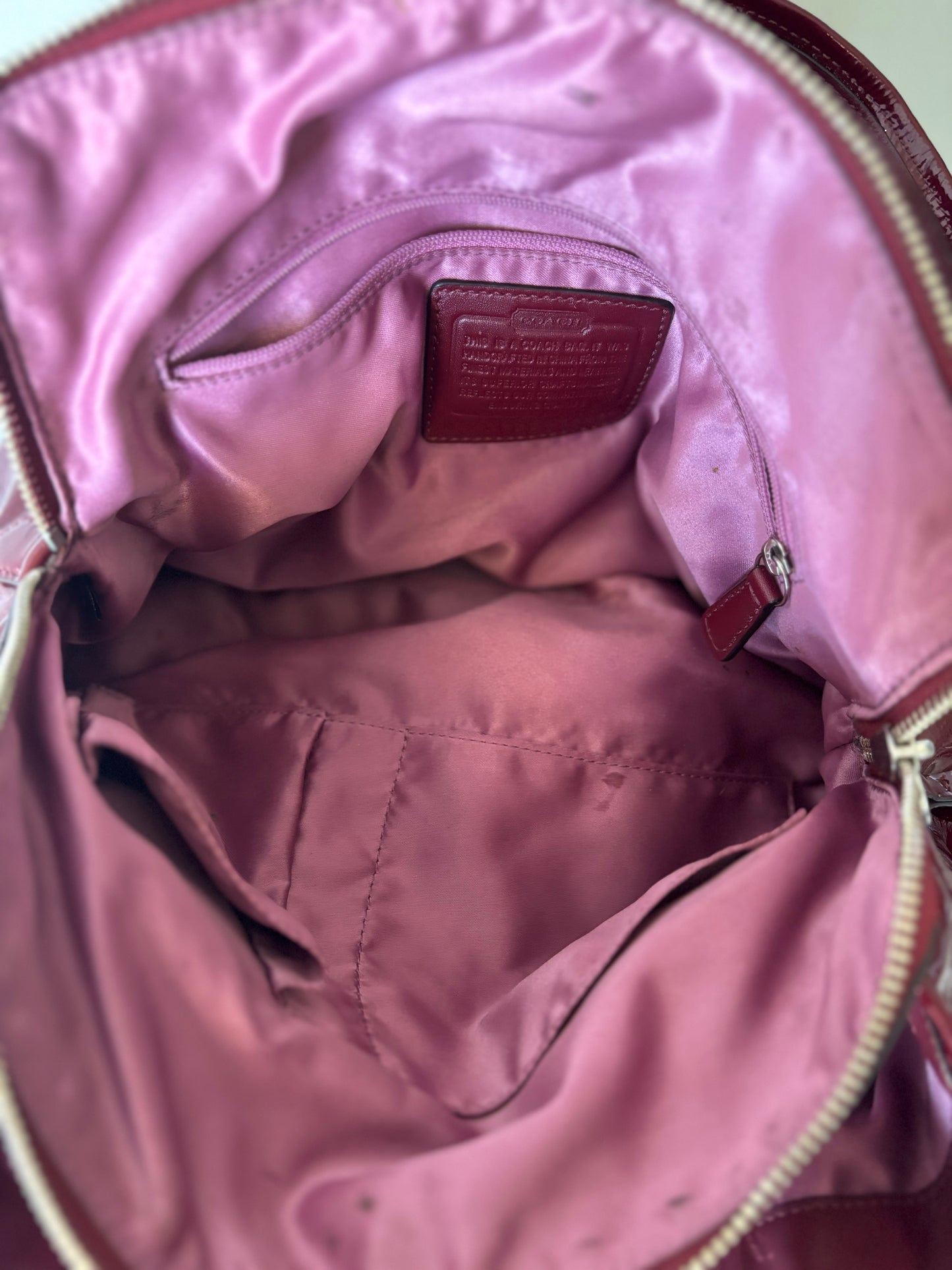 Red patent leather coach rare satchel bag