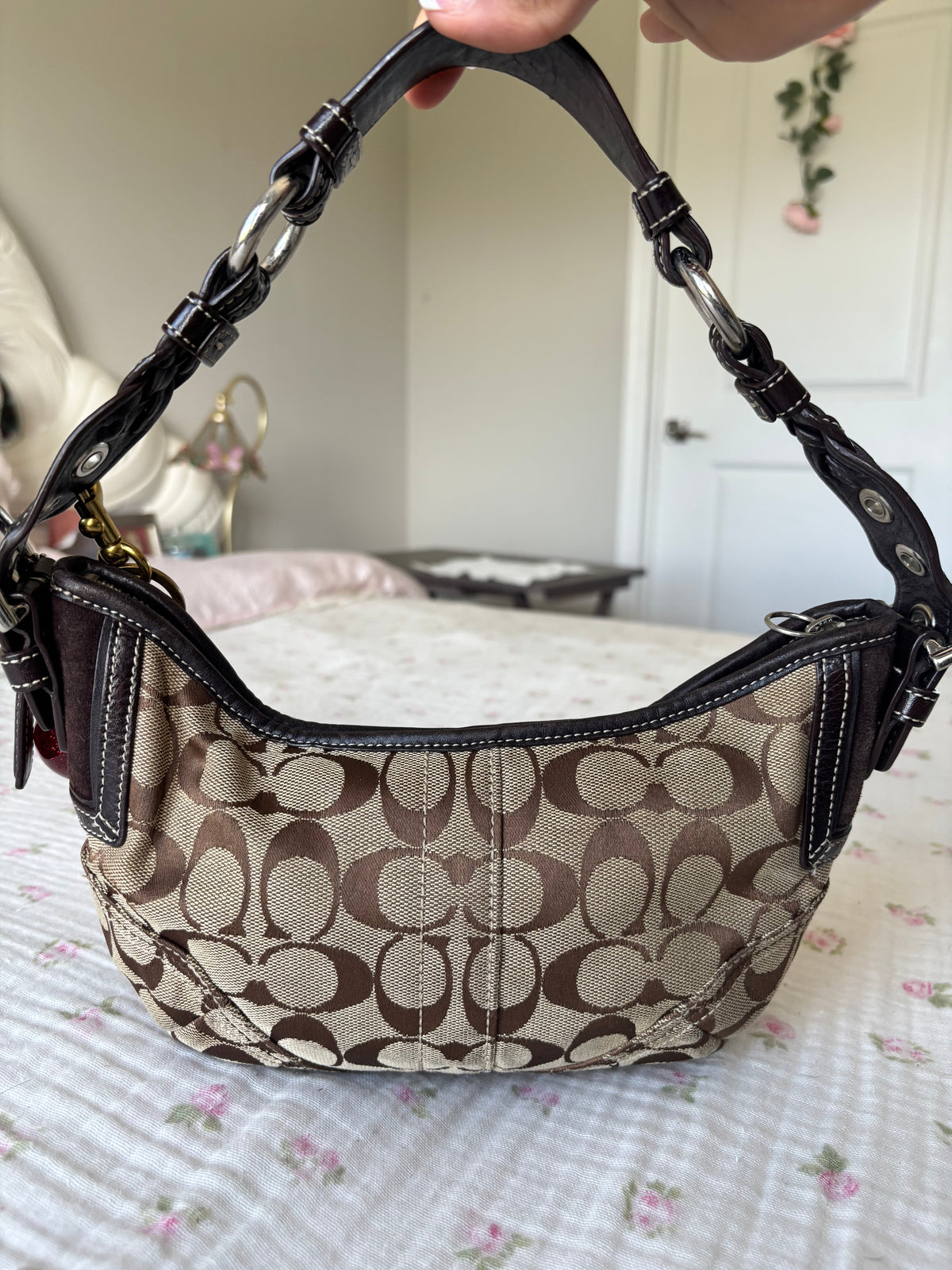 Brown mini vintage coach hobo